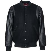 Blouson Harrington Veste teddy en laine noire et cuir