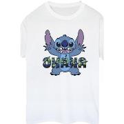 T-shirt Disney Lilo And Stitch Ohana Blue Glitch