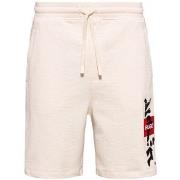 Short BOSS Short Dilson blanc cassé en molleton de coton