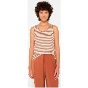 T-shirt 10 Days Tanktop Stripes Brown Ecru