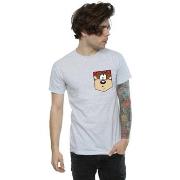 T-shirt Dessins Animés Tasmanian Devil Face Faux Pocket