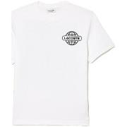 T-shirt Lacoste T-SHIRT IMPRIMÉ EN JERSEY ÉPAIS DE COTON BLANC