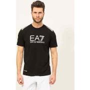 T-shirt Emporio Armani EA7 T-shirt noir à col rond 7 Lines en tissu re...