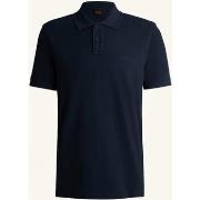 T-shirt BOSS Polo bleu en piqué de coton avec logo