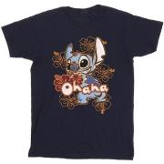 T-shirt Disney Lilo And Stitch Ohana Orange Hibiscus