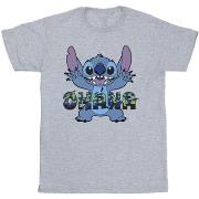 T-shirt Disney Lilo And Stitch Ohana Blue Glitch