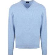 Sweat-shirt William Lockie Pull Col-V Agneline Bleu Clair