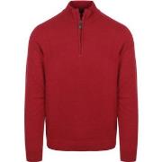 Sweat-shirt Suitable Pull Demi-Zip Laine D'agneau Rouge