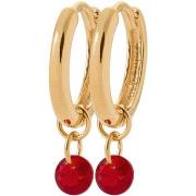 Boucles oreilles Brillaxis Boucles d'oreilles créoles pampille rouge