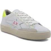 Chaussures Sun68 Katy Leather Sneaker Donna Bianco Giallo Fluo Z34225
