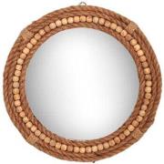 Miroirs Faye Miroir rond en jute tressée et perles de bois 30 cm