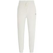 Pantalon BOSS PANTALON DE SURVÊTEMENT EN COTON ÉPONGE BLANC AVEC LOGO