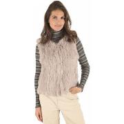 Veste La Canadienne Gilet fourrure de lapin beige-044185