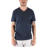 T-shirt Devid Label Mosca T-Shirt Col V Bleu