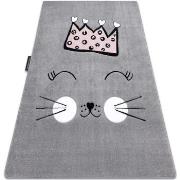 Tapis Rugsx Tapis PETIT CAT CHAT COURONNE gris 80x150 cm