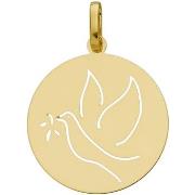 Pendentifs Brillaxis Médaille colombe baptême républicain or jaune