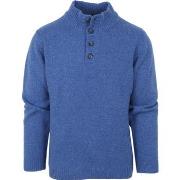 Sweat-shirt Suitable Pull Mocker Laine d'Agneau Bleu