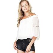 Debardeur Guess Top Femme Ls Courtney Encolure Bateau Blanc