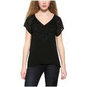 Polo Desigual T-Shirt Femme Butterfly Noir 17WWBW28