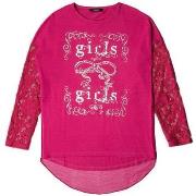 Chemise enfant Guess T-Shirt Fille Manches Longues Dentelle J83I22 Ros...