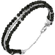 Bracelets Orusbijoux Bracelet Argent Noir Rhodié Triples Chaines Serpe...