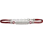 Bracelets Orusbijoux Bracelet Argent Rhodié Cordon Rouge Plaque Rectan...