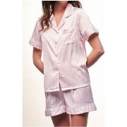 Pyjamas / Chemises de nuit Kebello Pyjashort fluide en satin Rose F