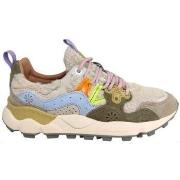 Baskets Flower Mountain Baskets Yamano 3 Teddy Femme Beige/Militare/Ce...