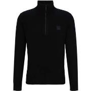 Sweat-shirt BOSS Pull demi-zip noir en cachemire