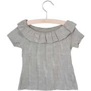 T-shirt enfant Little Hedonist T-shirt à manches courtes gris avec col...