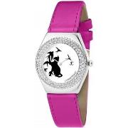 Montre Sc Crystal MF316-OISEAU-CHAT+BRACELET006-FUSHIA