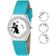 Montre Sc Crystal MF316-OISEAU-CHAT+BRACELET006-BLEU