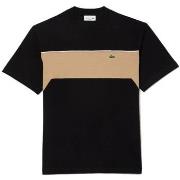 T-shirt Lacoste T-SHIRT COLOR-BLOCK EN JERSEY DE COTON NOIR ET BEIGE