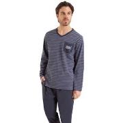 Pyjamas / Chemises de nuit Athena Pyjama long homme Rayures Fish Chips