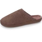 Chaussons Isotoner Chaussons mules cuir Femme Taupe