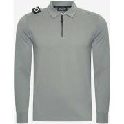 T-shirt Ma.strum Polo Ls en jersey avec fermeture éclair - gris sedona