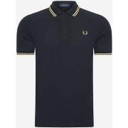 T-shirt Fred Perry Chemise à double bouts - marine écru nid d'abeille