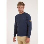 Pull Camberabero Sweat col rond détails manches bleu marine