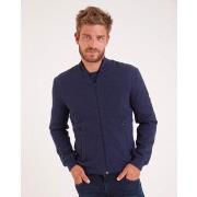 Pull Camberabero Cardigan zippé uni bleu marine