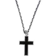 Collier Orusbijoux Collier Homme Argent Croix Rock Onyx Noir