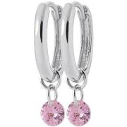 Boucles oreilles Brillaxis Boucles d'oreilles créoles pampille rose ar...