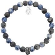 Bracelets Brillaxis Bracelet Perles Sodalite Tête de mort