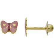 Boucles oreilles Brillaxis Boucles d'oreilles papillon rose or