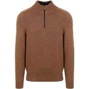 Sweat-shirt State Of Art Pull Half Zip Camel Marron Mélanger