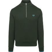 Sweat-shirt Fred Perry Pull Demi-Zip Vert Foncé