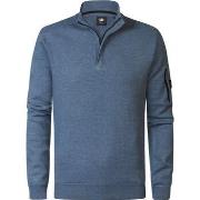 Sweat-shirt Petrol Industries Pull Half Zip Melange Bleu