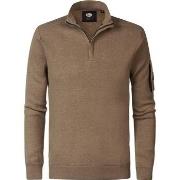 Sweat-shirt Petrol Industries Pull Half Zip Melange Marron