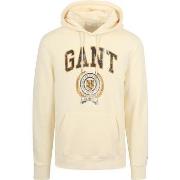 Sweat-shirt Gant Hoodie Graphic Logo Ecru