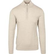 Sweat-shirt Profuomo Pullover Half Zip Laine Merino Ecru