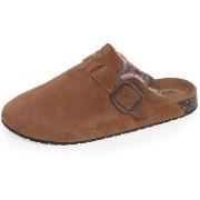 Mules Isotoner Sabots fourrés en cuir Femme Camel